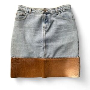 Denim & Cowhide Mini Skirt | Y2K Western Dream